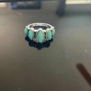 Silver Ring with Green Stones